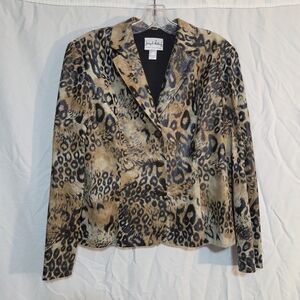 Joseph Ribkoff Size 14 3-Button Animal Print Women's Jacket